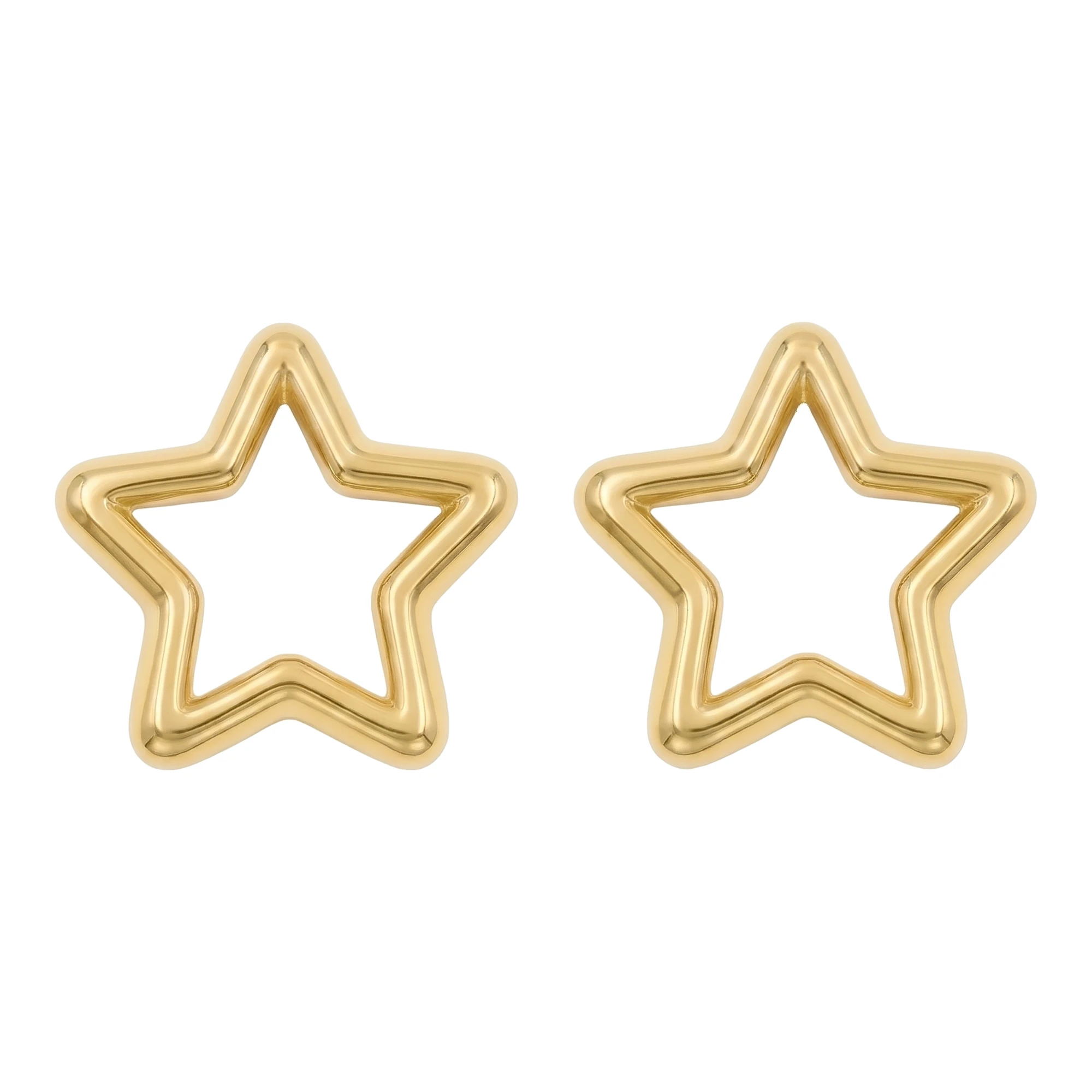Broqueles contorno de estrella de oro amarillo 10k de 7 mm con broche a rosca - Joyaris joyería fina mexicana