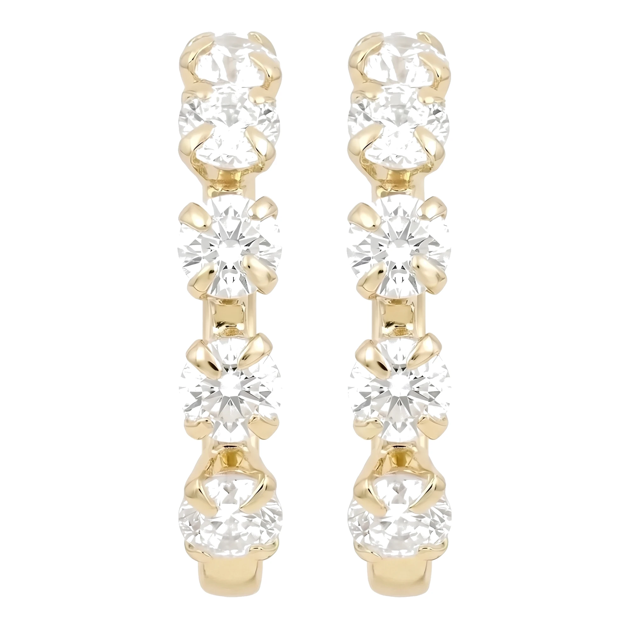 Broqueles medias coquetas de oro 10k con zirconias blancas y cierre a rosca - Joyaris joyería fina mexicana