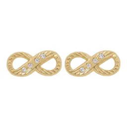 Broqueles Infinito Diamantado de Oro 10k con Zirconias 12 mm - Imagen 1
