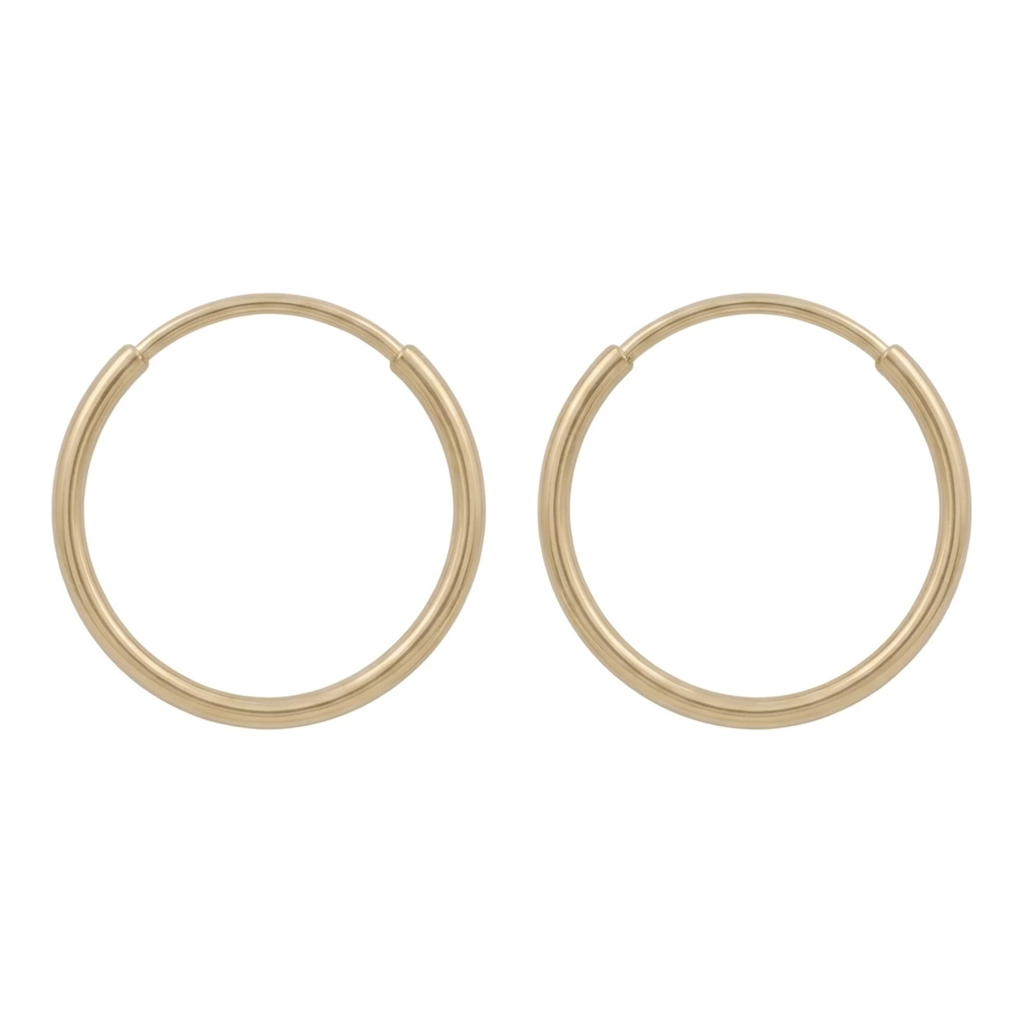 Arracadas lisas de oro 10k de 13 mm con acabado pulido - Joyaris joyería fina mexicana