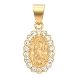 Dije Virgen de Guadalupe de Oro 10k con Zirconia 17 mm para Mujer - Imagen 1