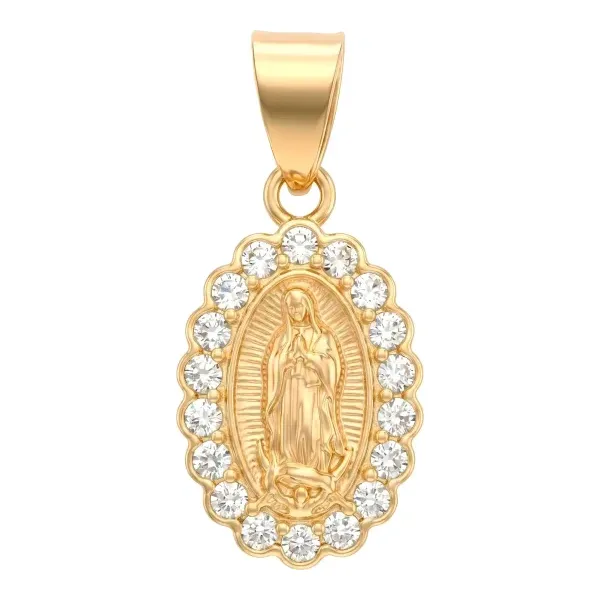 Dije Virgen de Guadalupe de Oro 10k con Zirconia 17 mm para Mujer