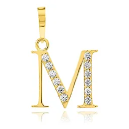 Dije de Oro 10k Inicial Letra M con Zirconias 22x15 mm - Imagen 1