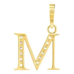 Dije de Oro 10k Inicial Letra M con Zirconias 22x15 mm - Imagen 3