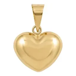 Dije de Corazón Bombacho Liso de Oro Amarillo 10k 21 x 15 mm - Imagen 2