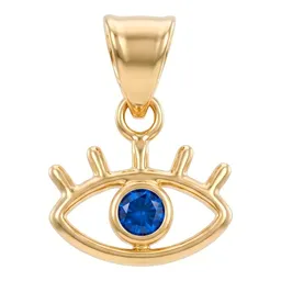 Dije Ojo Turco de Oro 10k con Zirconia Azul 14 mm - Imagen 1