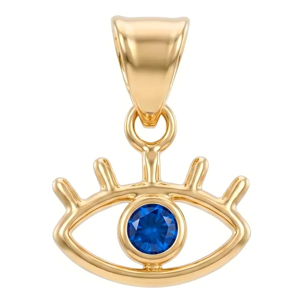 Dije Ojo Turco de Oro 10k con Zirconia Azul 14 mm