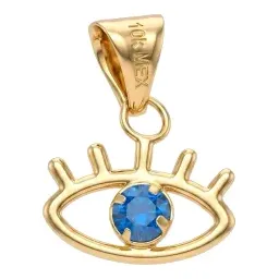 Dije Ojo Turco de Oro 10k con Zirconia Azul 14 mm - Imagen 3