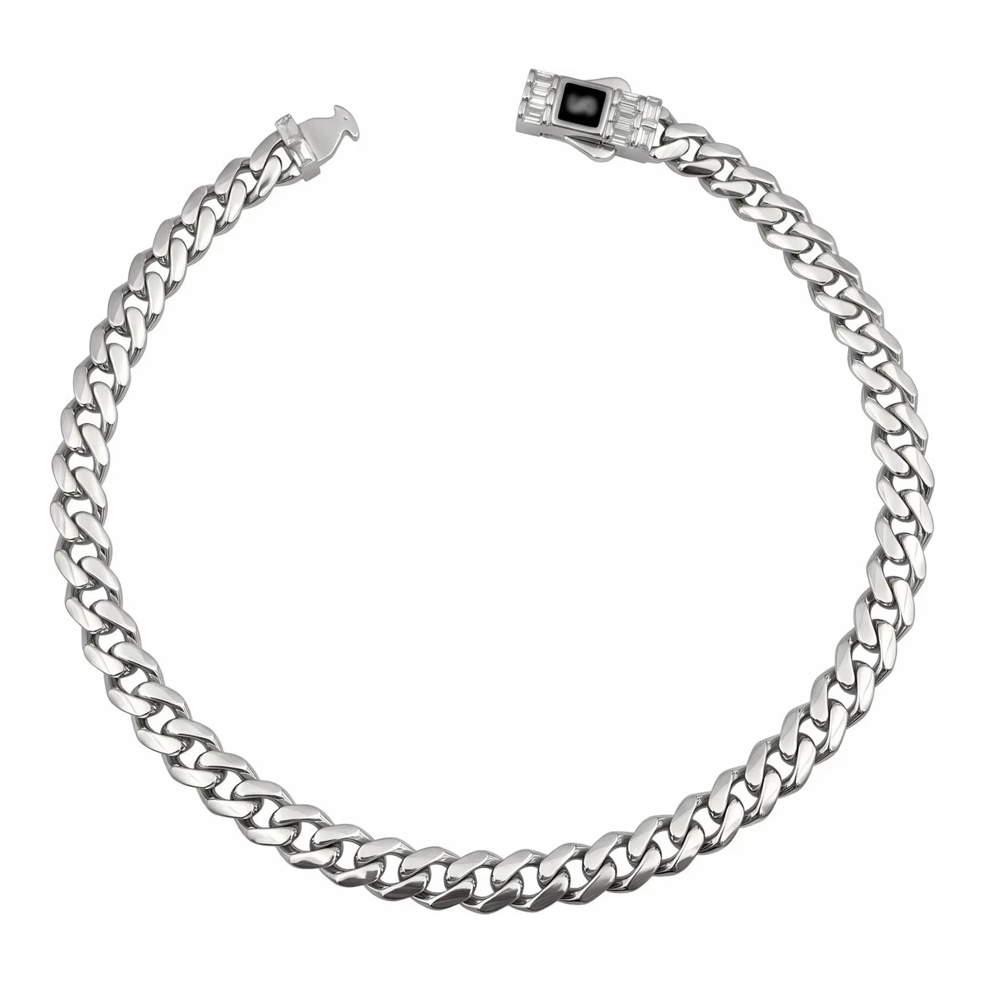 Pulsera Cubana de Plata .925 Rodizada 5 mm con Zirconias - Imagen 2