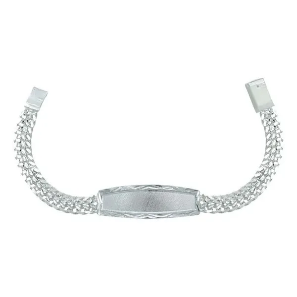 Esclava Doble Cubana Placa Plata .925 16cm - Imagen 1