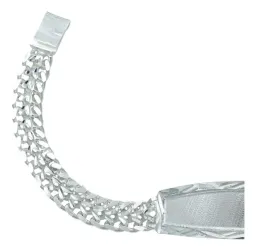 Esclava Doble Cubana Placa Plata .925 16cm - Imagen 3