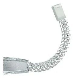 Esclava Doble Cubana Placa Plata .925 16cm - Imagen 4