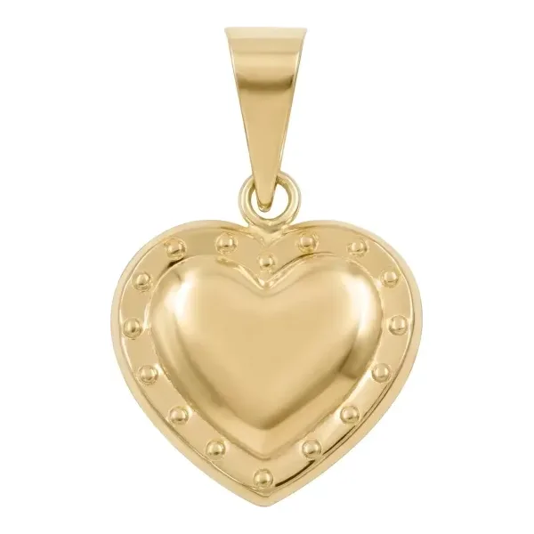 Dije Corazón Bombacho con Contorno de Oro 10k 19 mm Pulido