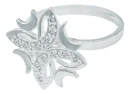Anillo Plata 925 Diseño Lunas y Flor con Zirconia Transparente - Imagen 2