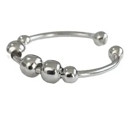 Anillo Plata 925 Ajustable Antiestrés Perlas Móviles - Imagen 1