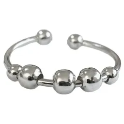 Anillo Plata 925 Ajustable Antiestrés Perlas Móviles - Imagen 2
