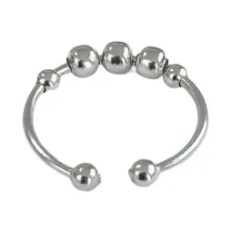 Anillo Plata 925 Ajustable Antiestrés Perlas Móviles - Imagen 3