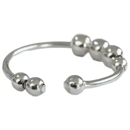 Anillo Plata 925 Ajustable Antiestrés Perlas Móviles - Imagen 4