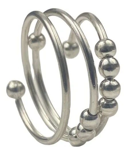 Anillo Plata 925 Antiestrés Ajustable Diseño Movible para Relajación - Imagen 1