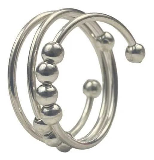 Anillo Plata 925 Antiestrés Ajustable Diseño Movible para Relajación - Imagen 3