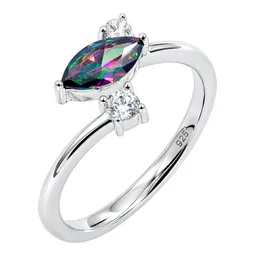 Anillo Ajustable de Plata .925 con Zirconia Tornasol Talla 7 - Imagen 2
