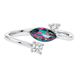 Anillo Ajustable de Plata .925 con Zirconia Tornasol Talla 7 - Imagen 3