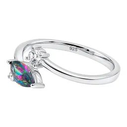 Anillo Ajustable de Plata .925 con Zirconia Tornasol Talla 7 - Imagen 4