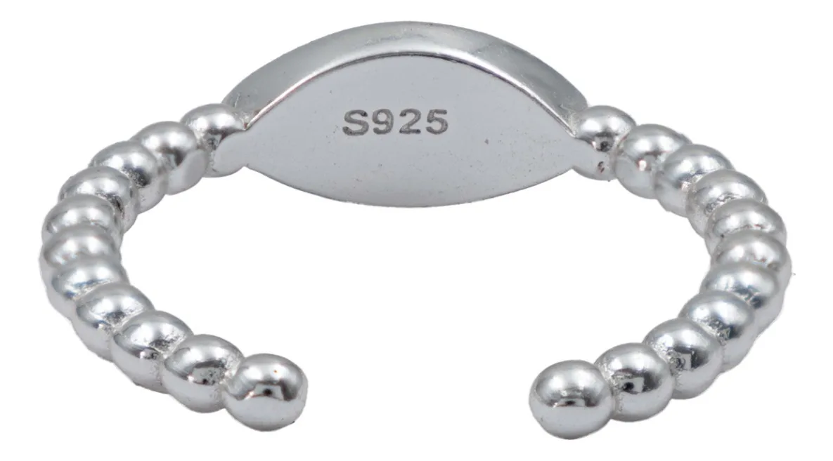 Anillo Plata .925 Ojo Turco Esmaltado Ajustable Diseño Diamantado - Imagen 1