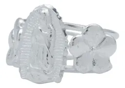 Anillo Plata 925 Virgen Guadalupe con Flores Ajustable - Imagen 2