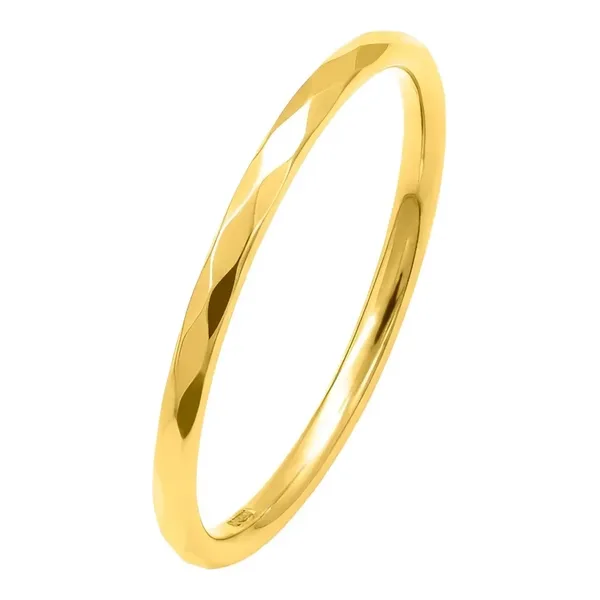 Anillo de oro 10k amarillo argolla facetada ligera 1mm unisex — Joyaris