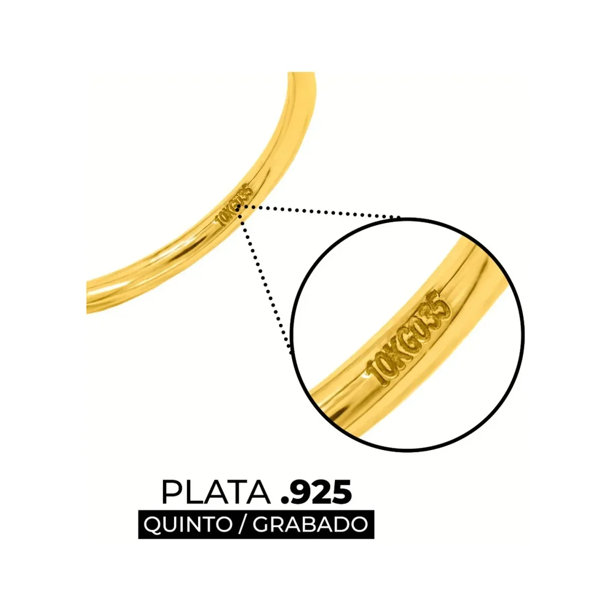 Anillo Argolla Ligera Facetada Oro 10k Talla 7 - Imagen 3