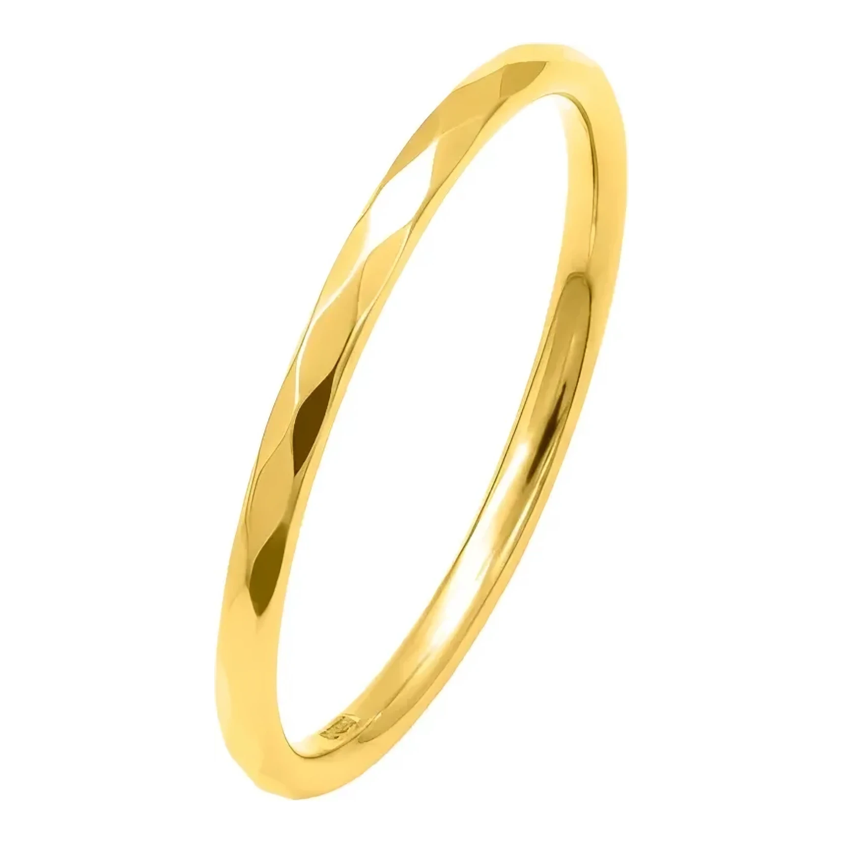 Anillo de oro 10K amarillo ligera facetada — Joyaris