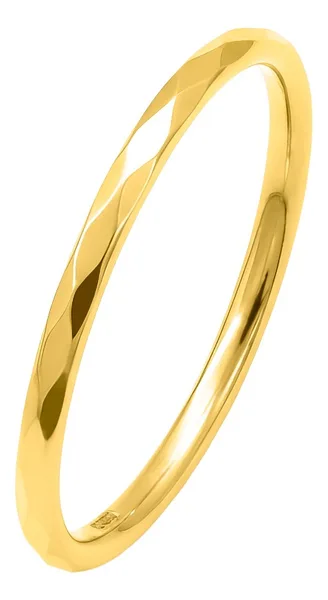 Anillo de oro 10K amarillo argolla ligera facetada — Joyaris