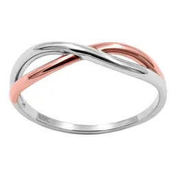 Anillo Bitono Cruzado de Plata .925 Acabado Florentino Talla 7 - Imagen 1