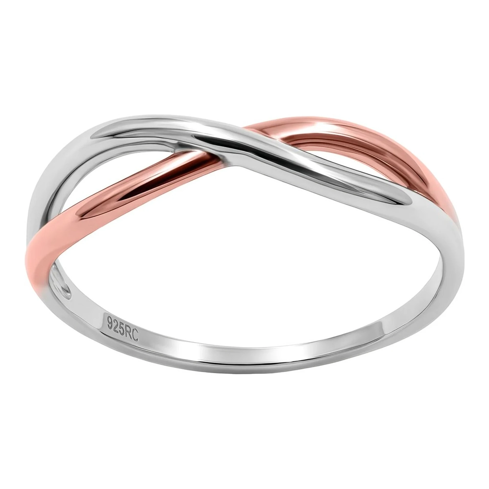 Anillo bitono cruzado de plata .925 acabado florentino talla 7 - Joyaris joyería fina