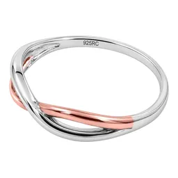 Anillo Bitono Cruzado de Plata .925 Acabado Florentino Talla 7 - Imagen 2
