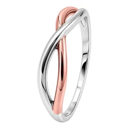 Anillo Bitono Cruzado de Plata .925 Acabado Florentino Talla 8 - Imagen 4