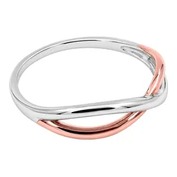 Anillo Bitono Cruzado de Plata .925 Acabado Florentino Talla 8.5 - Imagen 3