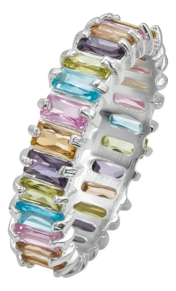 Anillo de plata .925 multicolor zirconia grueso churumbela completa — Joyaris