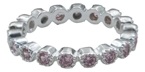 Anillo de plata .925 rosa zirconia churumbela completa — Joyaris
