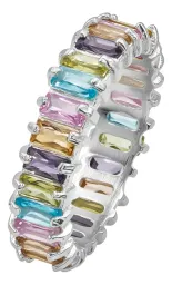 Anillo Churumbela Plata 925 Zirconias Multicolor Diseño Completo - Imagen 1