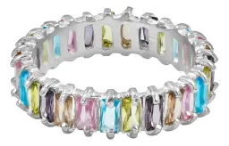 Anillo Churumbela Plata 925 Zirconias Multicolor Diseño Completo - Imagen 2