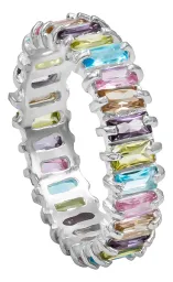 Anillo Churumbela Plata 925 Zirconias Multicolor Diseño Completo - Imagen 3