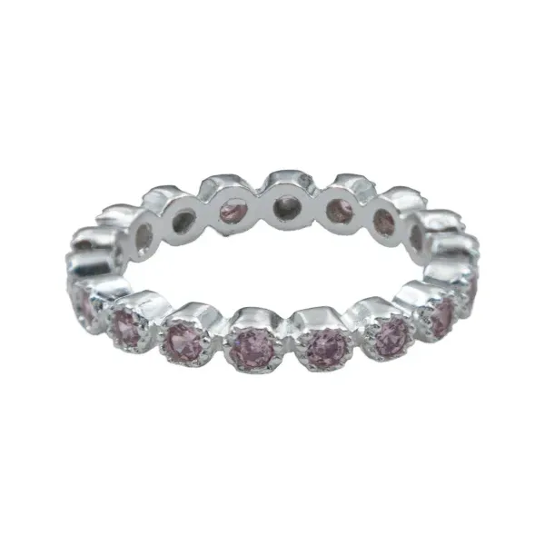 Anillo de plata .925 rosa zirconia churumbela completa — Joyaris
