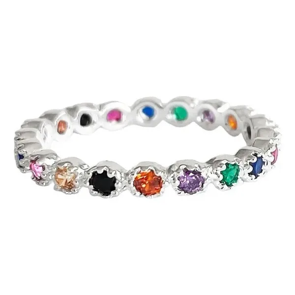 Anillo Churumbela Completa Plata 925 Zirconias Multicolor Mujer - Imagen 1