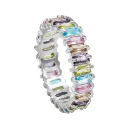 Anillo Churumbela Plata 925 Zirconias Multicolor Diseño Completo - Imagen 3