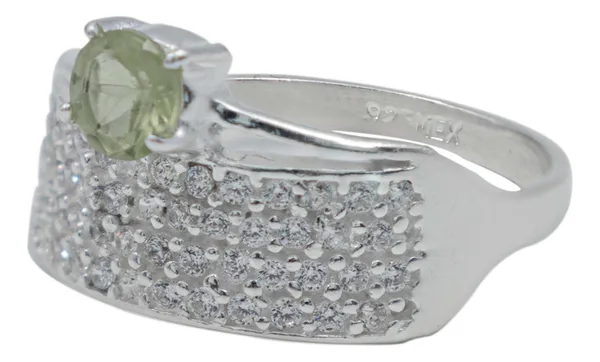 Anillo Plata 925 Peridoto Natural Diseño Artesanal - Imagen 1