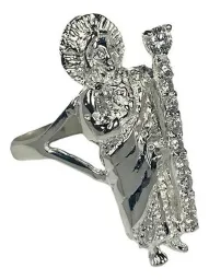 Anillo San Judas Tadeo Plata .925 con Zirconia Talla 10.5 - Imagen 3