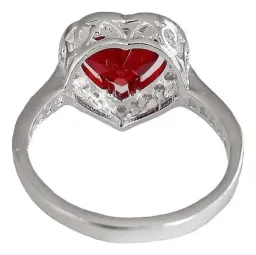 Anillo Plata 925 Corazón Detallado Zirconia Roja para Mujer - Imagen 5
