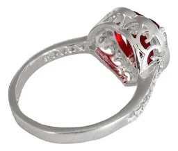 Anillo Plata 925 Corazón Detallado Zirconia Roja para Mujer - Imagen 6